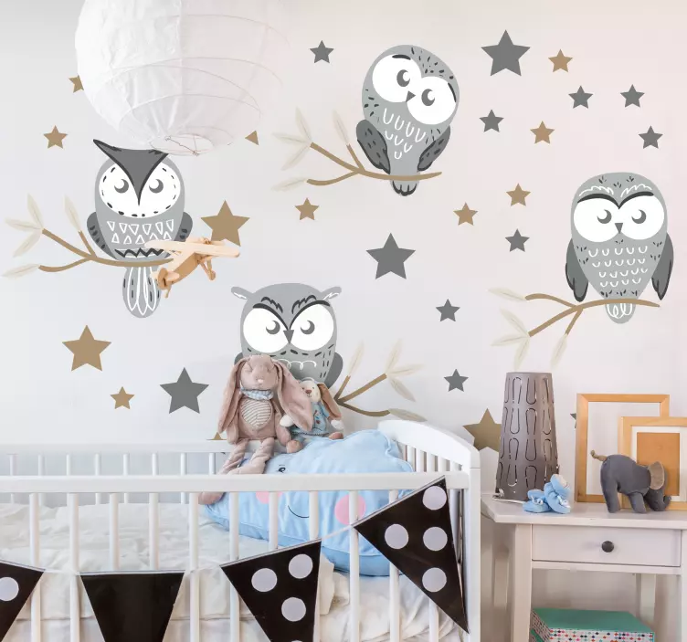 Kid's sticker owl nursery decoration - TenStickers