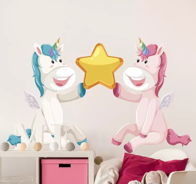 Kid's sticker unicorns with stars - TenStickers