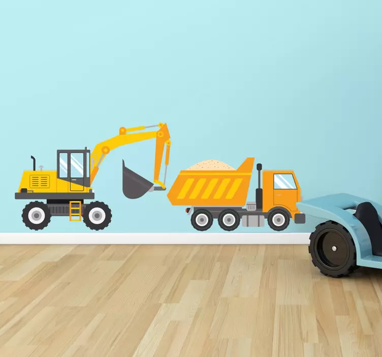 Cartoon  construction truck wall sticker for kids - TenStickers