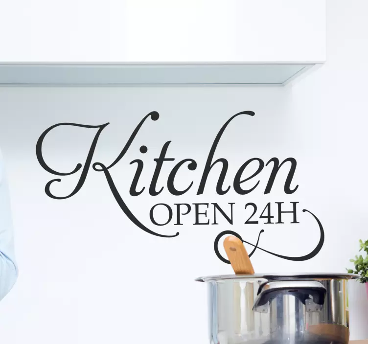 Kitchen Open 24H home text wall sticker - TenStickers