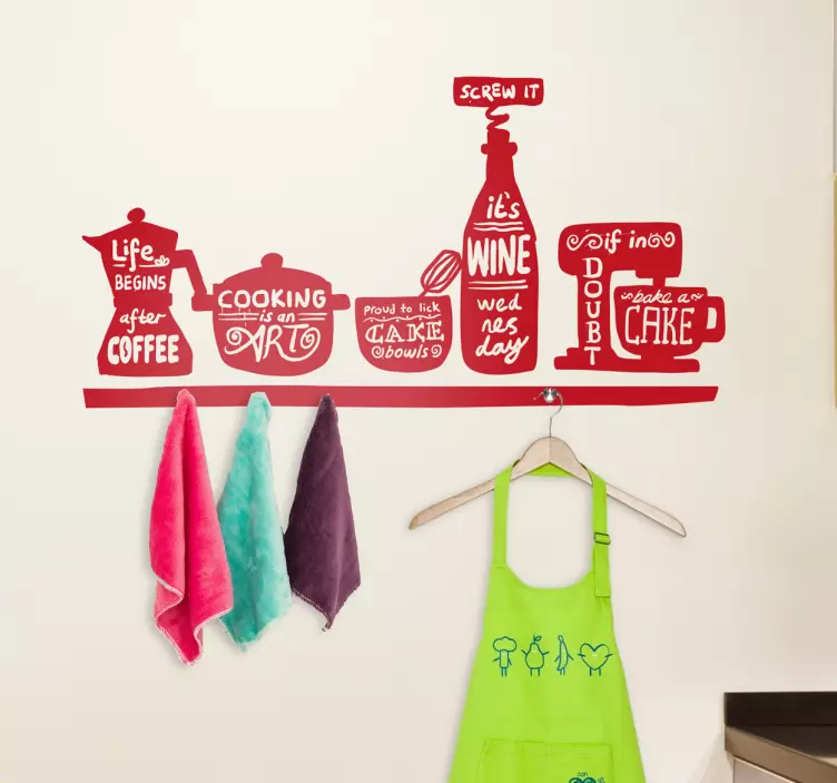 Kitchen Utensils Coat Hanger Sticker - TenStickers