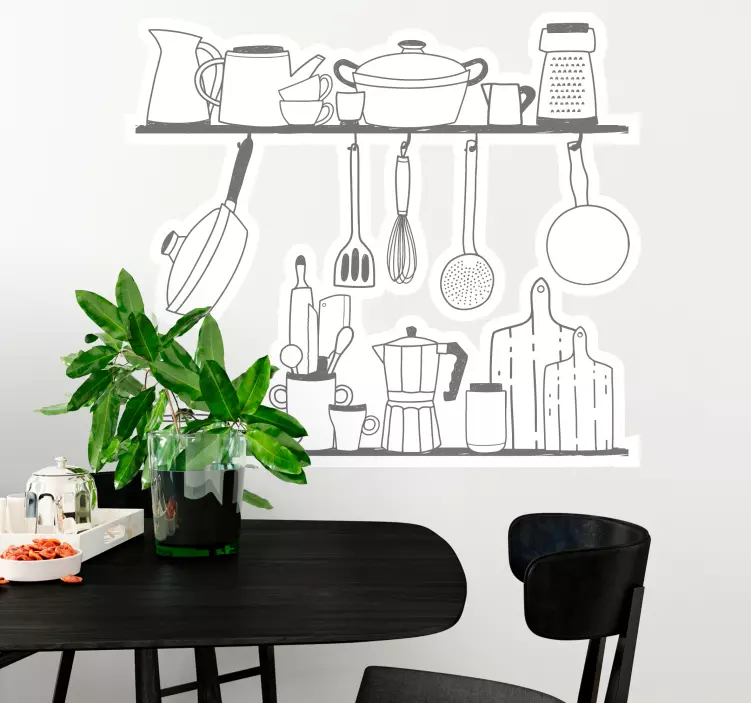 Kitchen wall sticker kitchenware shelf decor - TenStickers