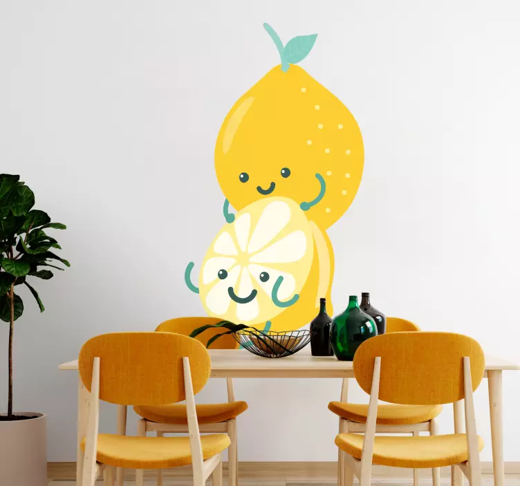 Happy cartoon lemon illustration urban sticker - TenStickers