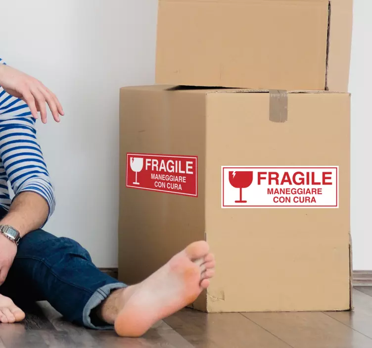 Label handle with care emoji sticker - TenStickers