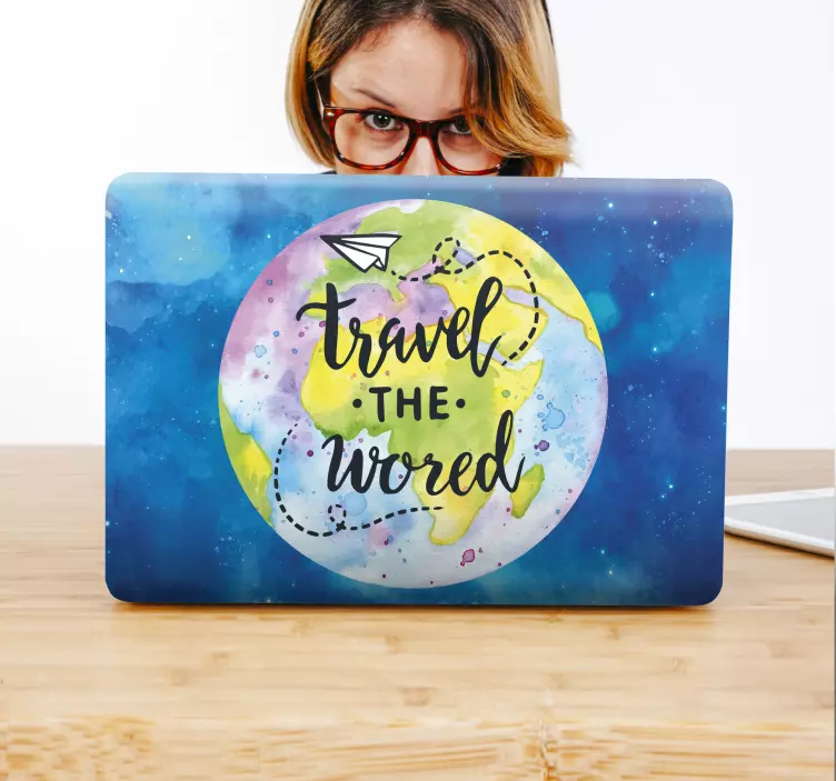 Laptop skin travel globe design - TenStickers