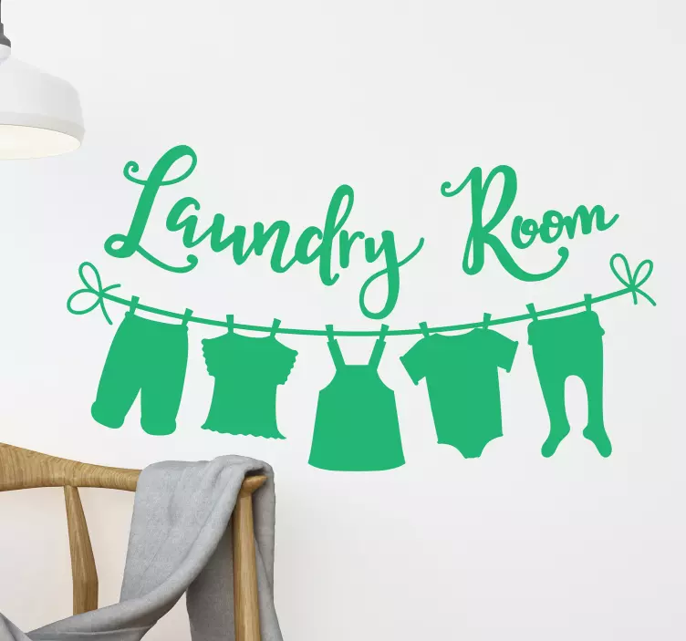 Laundry hanging clothes home text wall sticker - TenStickers