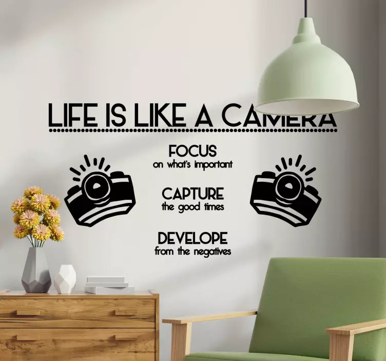 life is like a camera quote  text wall sticker - TenStickers