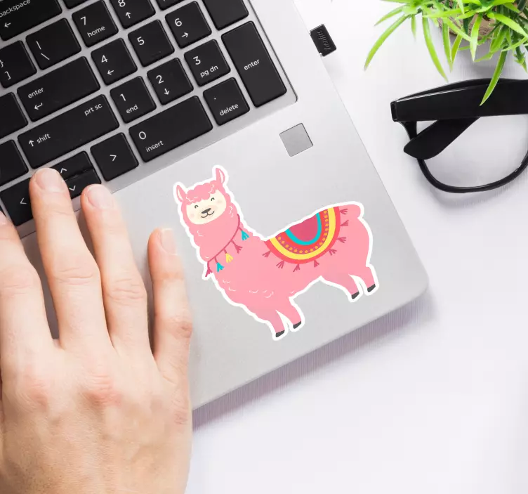 llama rose laptop sticker - TenStickers