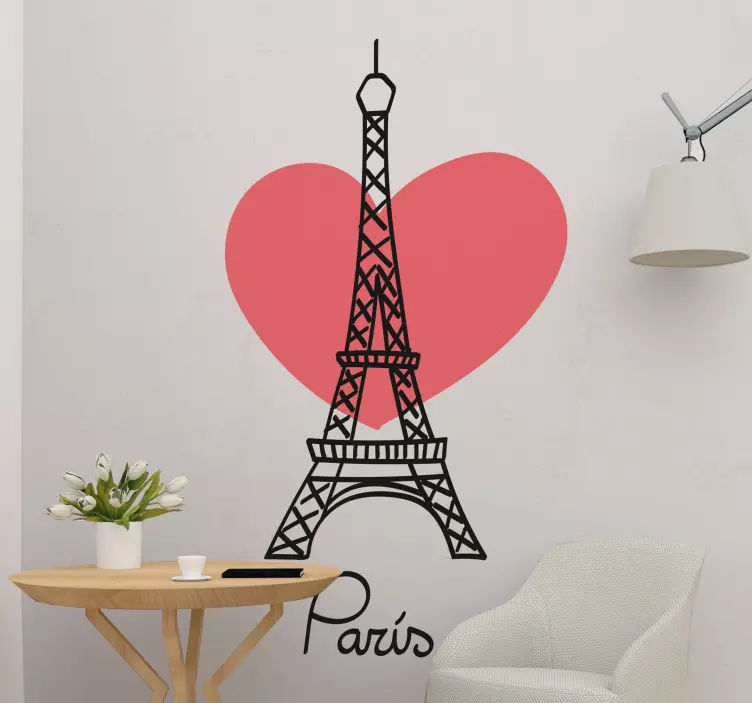 Location sticker eiffel tower heart - TenStickers