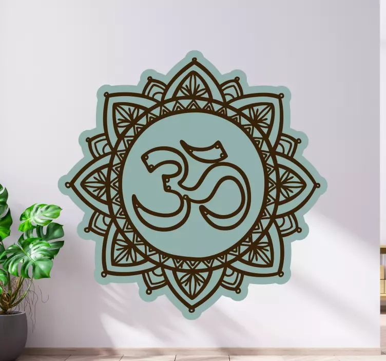 Lotus flower Om design flower wall sticker - TenStickers