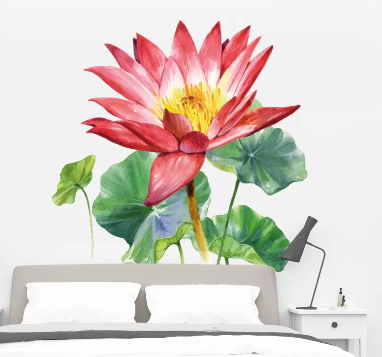 Lotus watercolour flower wall sticker - TenStickers