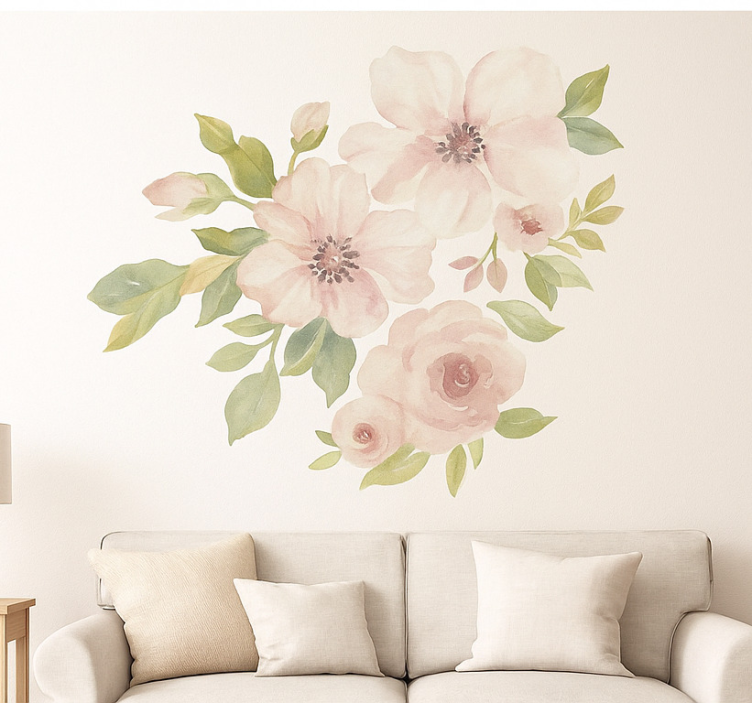 Magnolia in Watercolour living room wall sticker - TenStickers