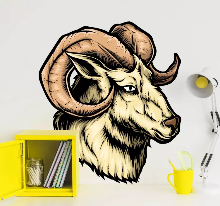 Majestic Ram Head farm animal sticker - TenStickers