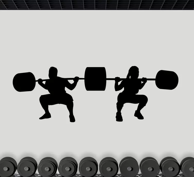 Man and woman silhouette with dumbbells  sticker - TenStickers