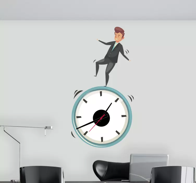Man balancing clock wall sticker - TenStickers