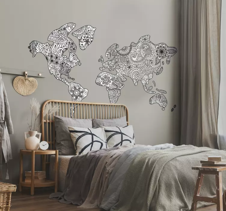 Mandala map wall sticker for bedroom - TenStickers