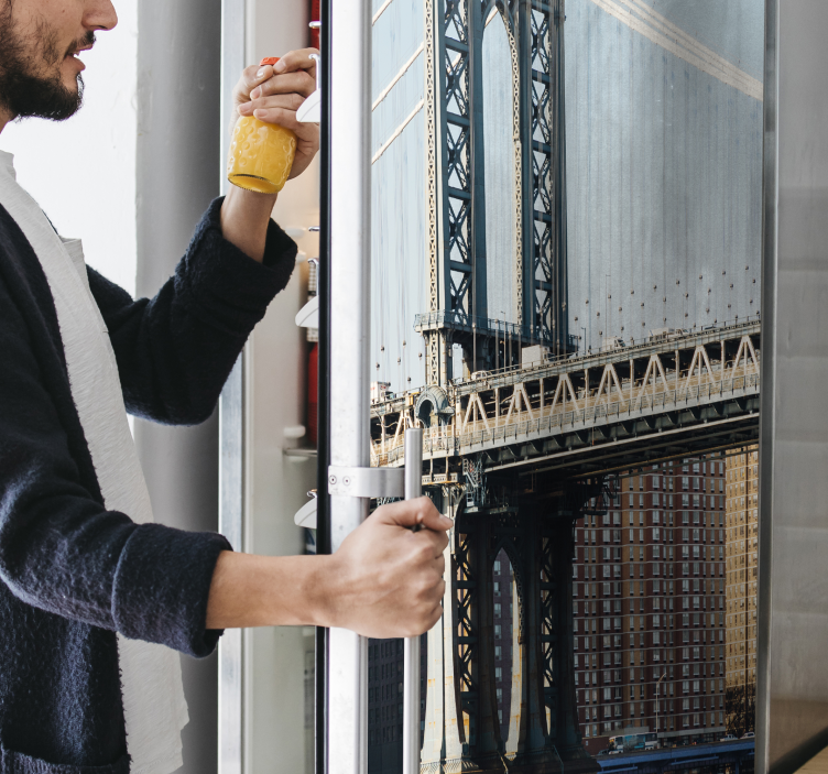 Manhattan Bridge View fridge sticker - TenStickers