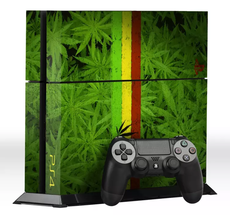 Marijuana leaves with Rasta flag ps4 skin - TenStickers