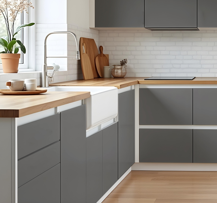 matte grey tone kitchen wall sticker - TenStickers