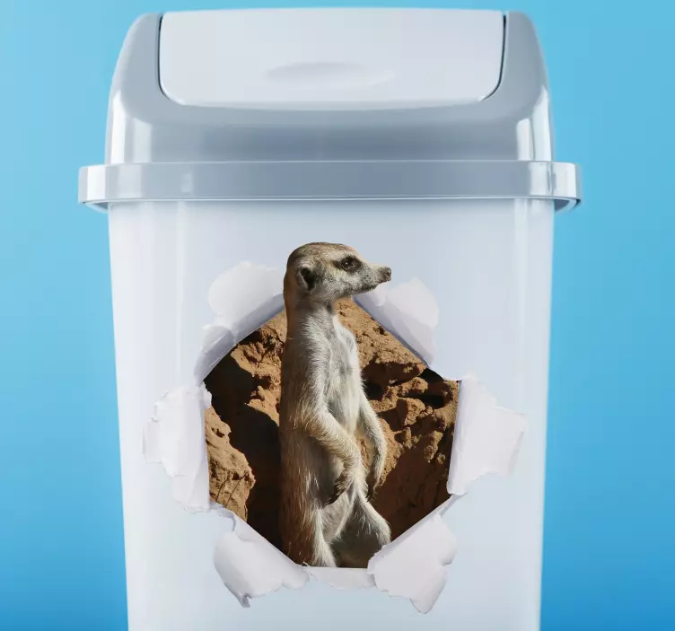 Meerkat dustbin container sticker - TenStickers