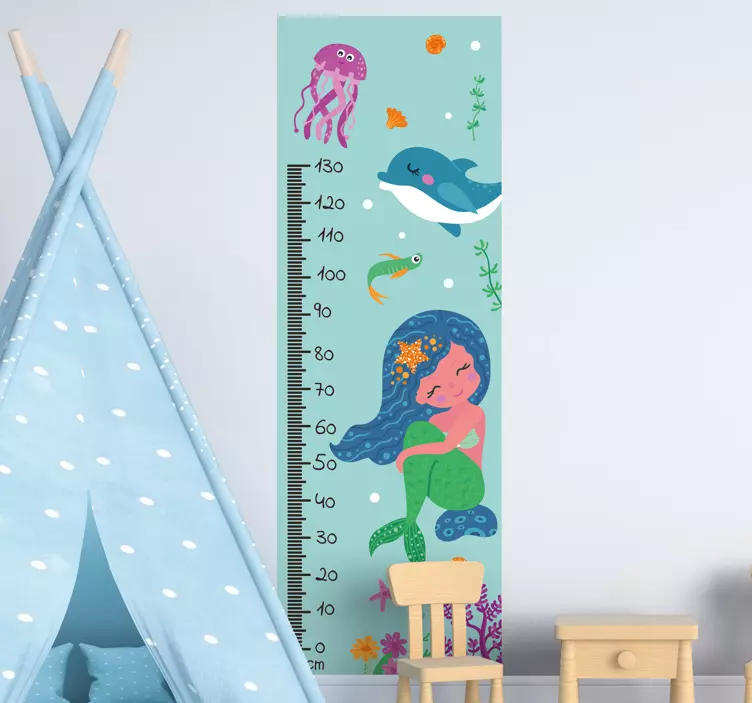 Mermaid Growth Chart height scale sticker - TenStickers