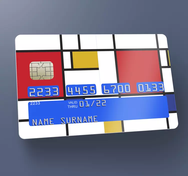 Mondrian geometric art credit card sticker - TenStickers