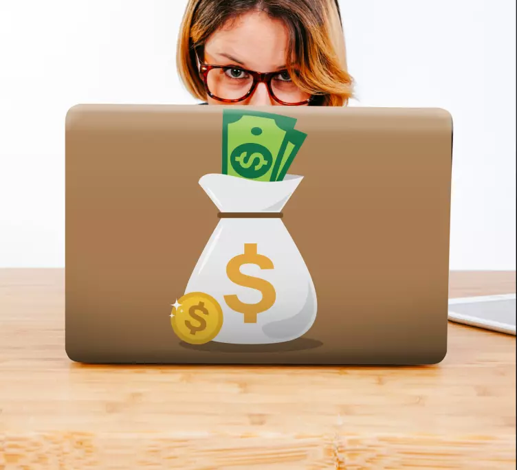 Money Bag Illustration laptop skin - TenStickers