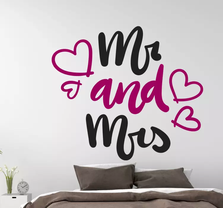 Mr and Mrs Husband and wife wedding sticker - TenStickers