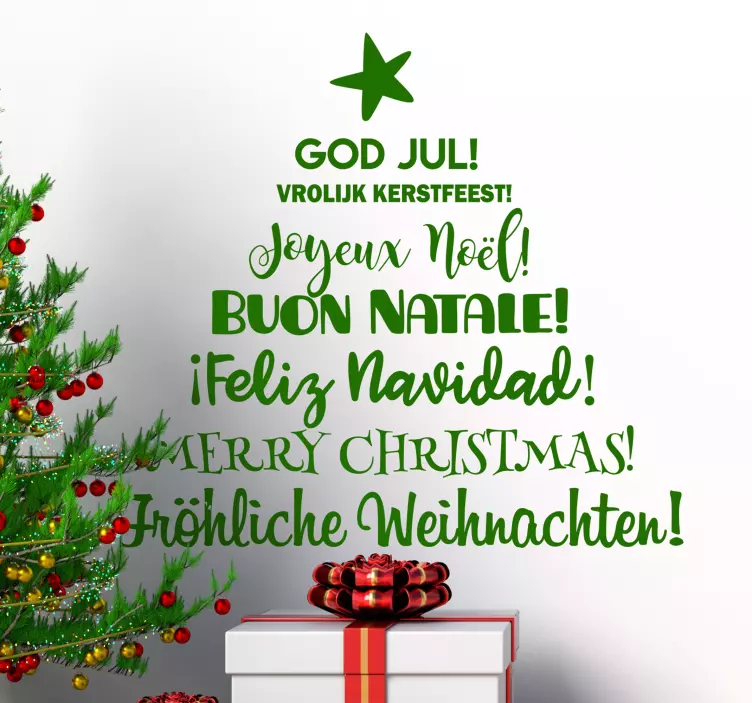Multilingual Christmas tree christmas sticker - TenStickers