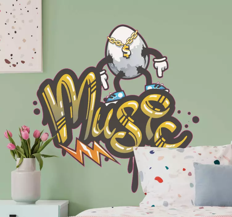 Music Graffiti character urban sticker - TenStickers