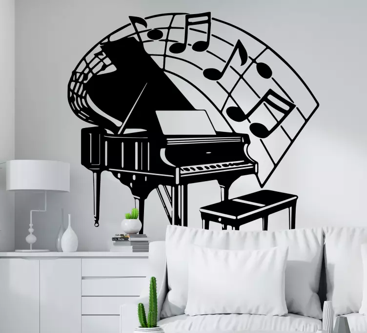 Musical notes with musical instruments sticker - TenStickers