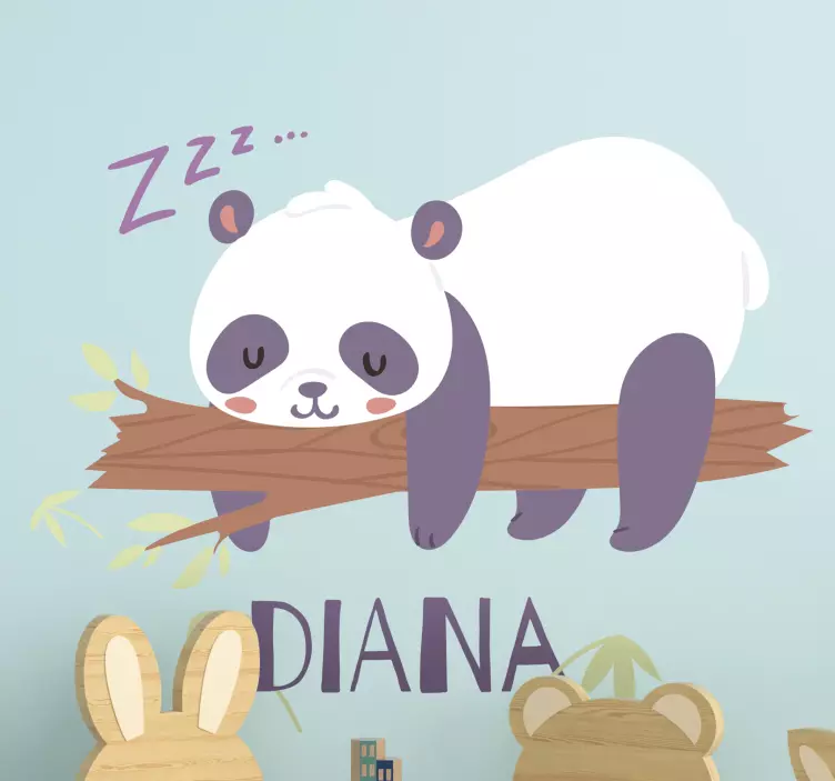 Named Panda wild animal decal - TenStickers