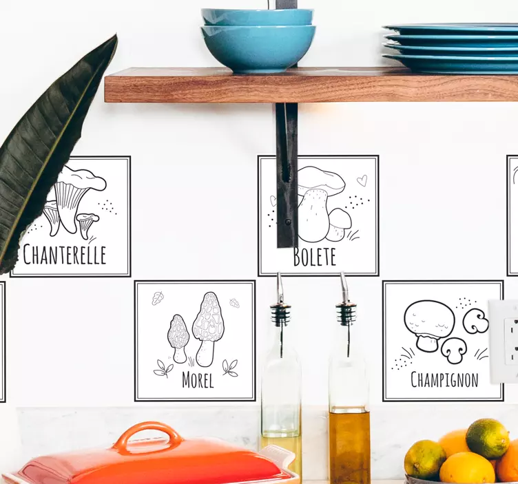 Nature wall sticker mushroom culinary labels - TenStickers