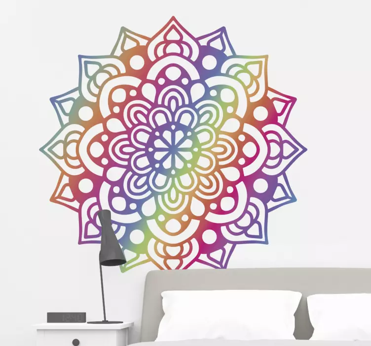 Neon flowery mandala floral wall sticker - TenStickers