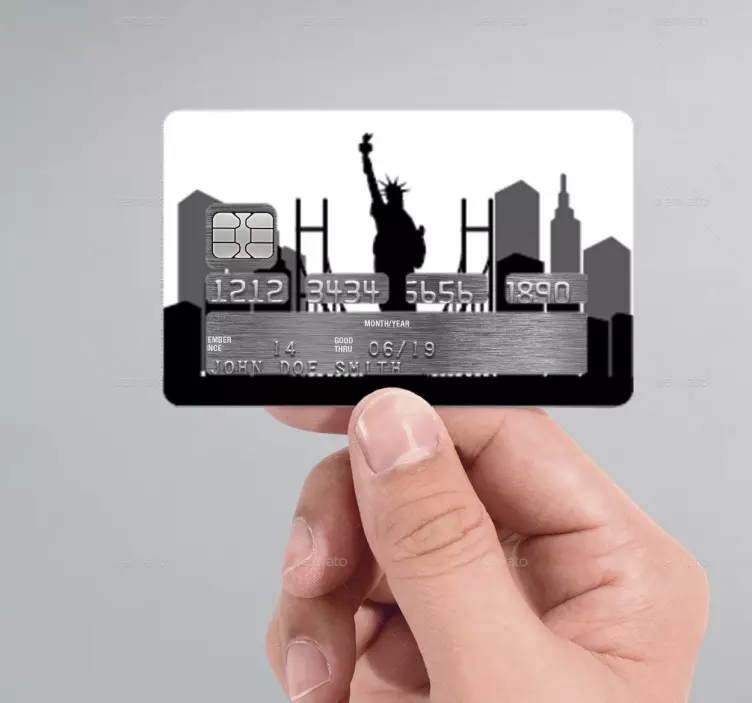 New York skyline status of liberty credit card sticker - TenStickers