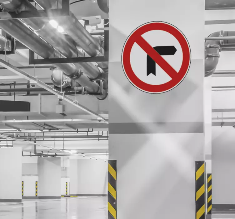 No Left Turn Sign Sticker - TenStickers