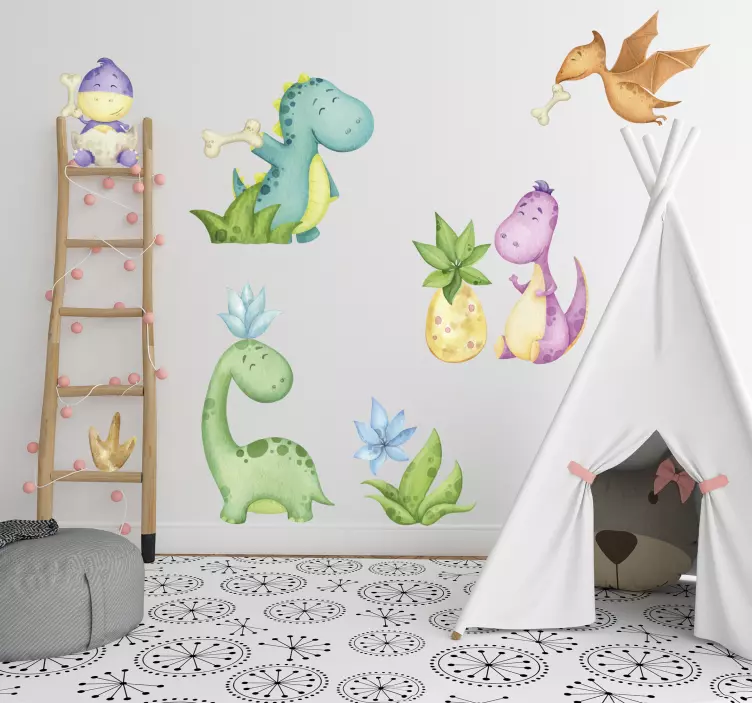 Nordic dinosaur drawn dinosaur  vinyl sticker - TenStickers