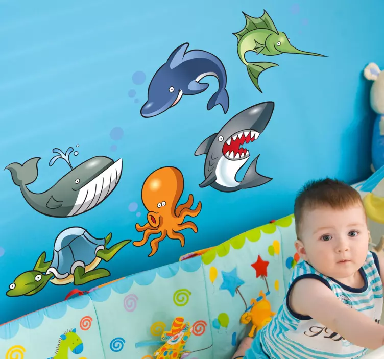 Ocean Creatures Kids Stickers - TenStickers