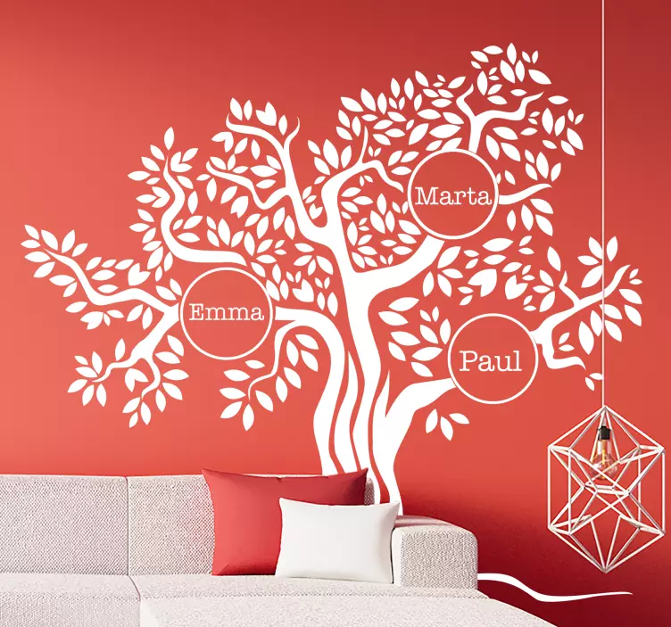 olive tree with family names tree wall sticker - TenStickers