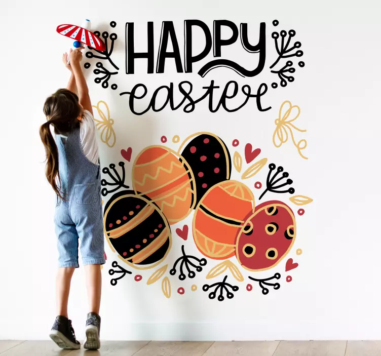 Orange and black Easter eggs wall sticker - TenStickers