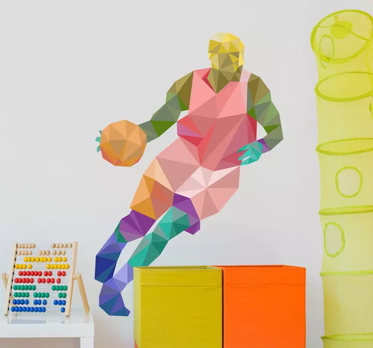 Origami Basketball Sticker - TenStickers