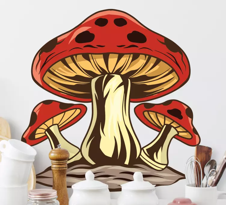 Original mushroom illustration wall decal - TenStickers