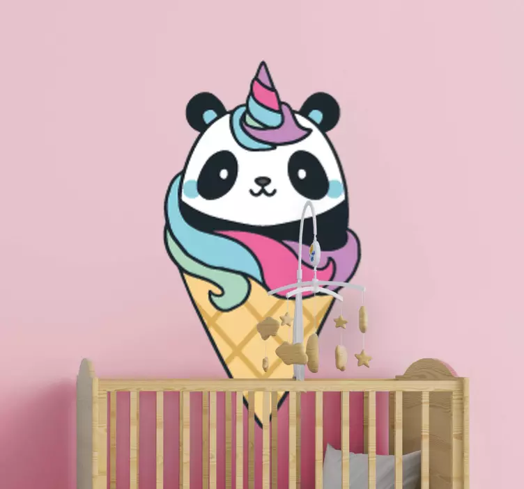 Panda Ice Cream cat sticker - TenStickers