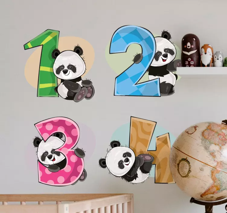 Panda Number Friends kid's sticker - TenStickers