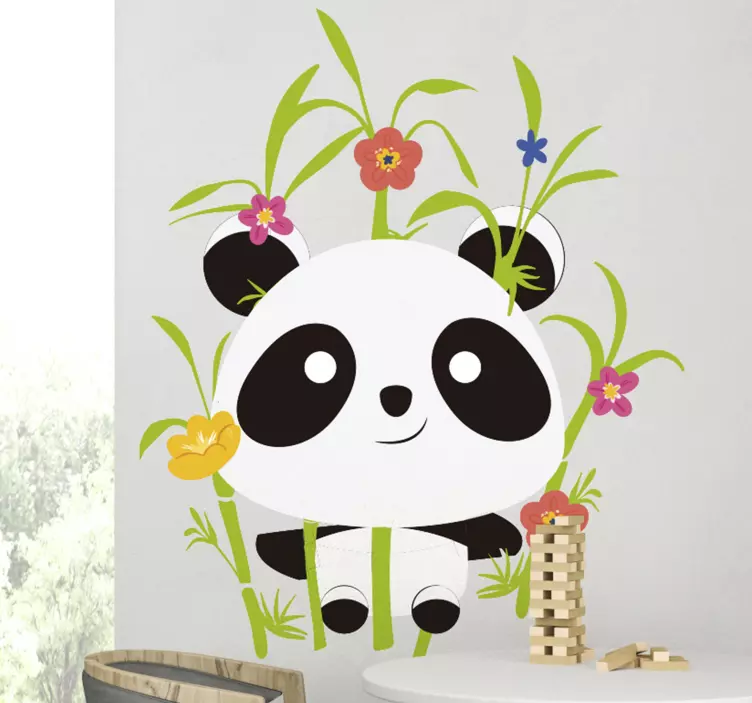 Pandas blooming trees wild animal decal - TenStickers