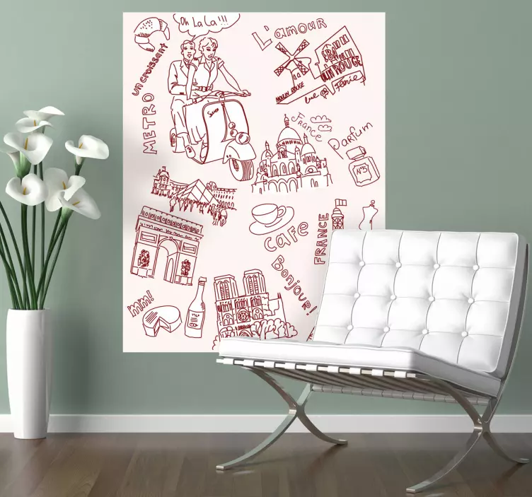 Paris Sketch Decal - TenStickers