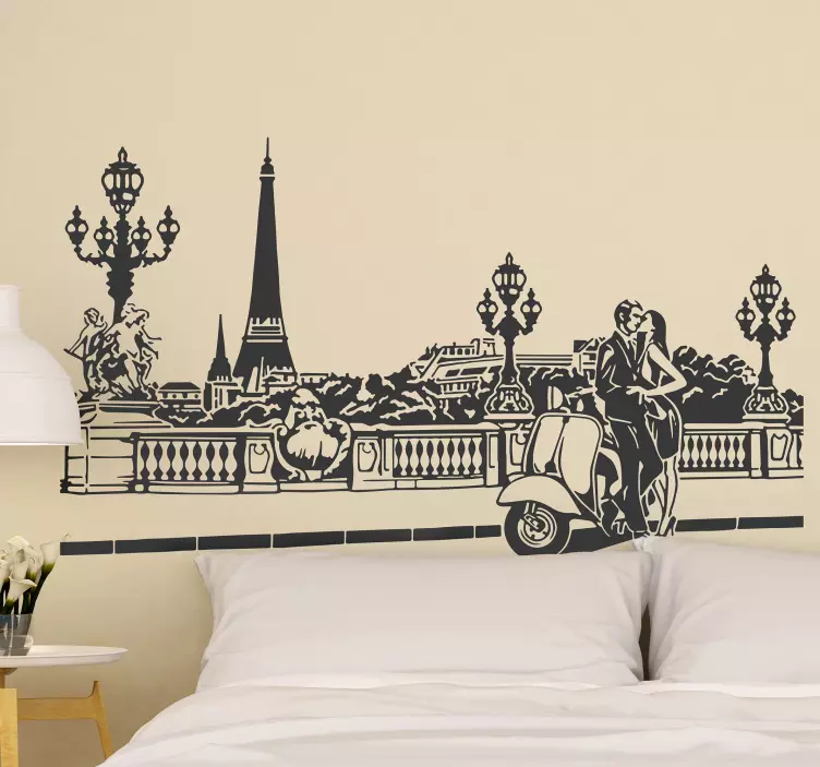 Parisian landscape with couple paris sticker - TenStickers