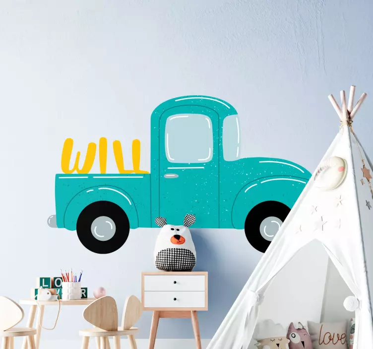 Personalised pick up truck toy sticker - TenStickers