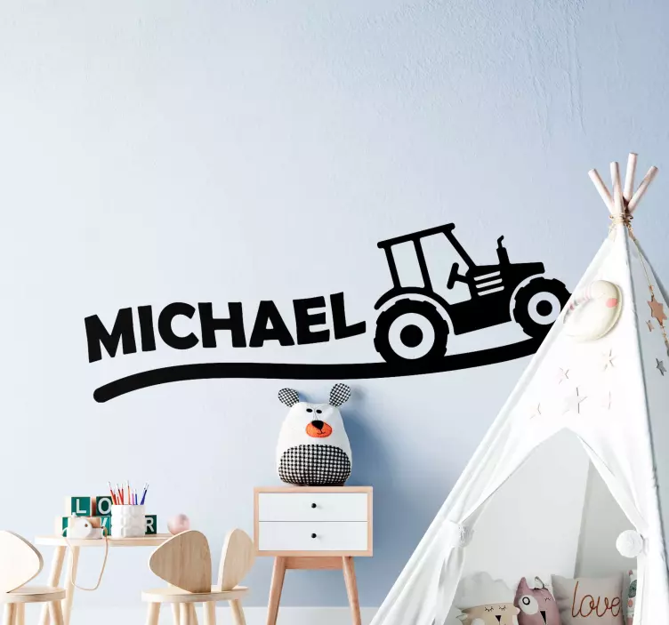 Personalised Tractor Hill toy sticker - TenStickers