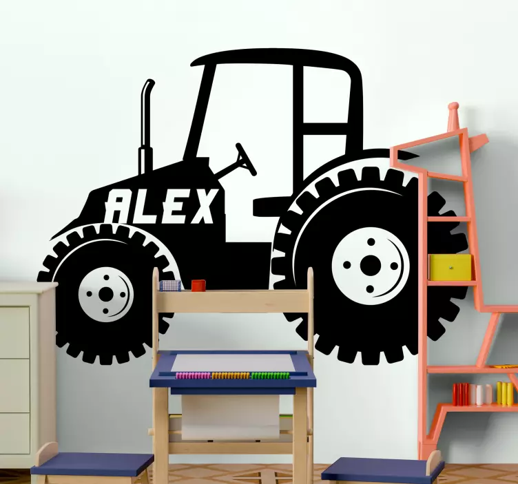 Personalised Tractor Silhouette toy sticker - TenStickers
